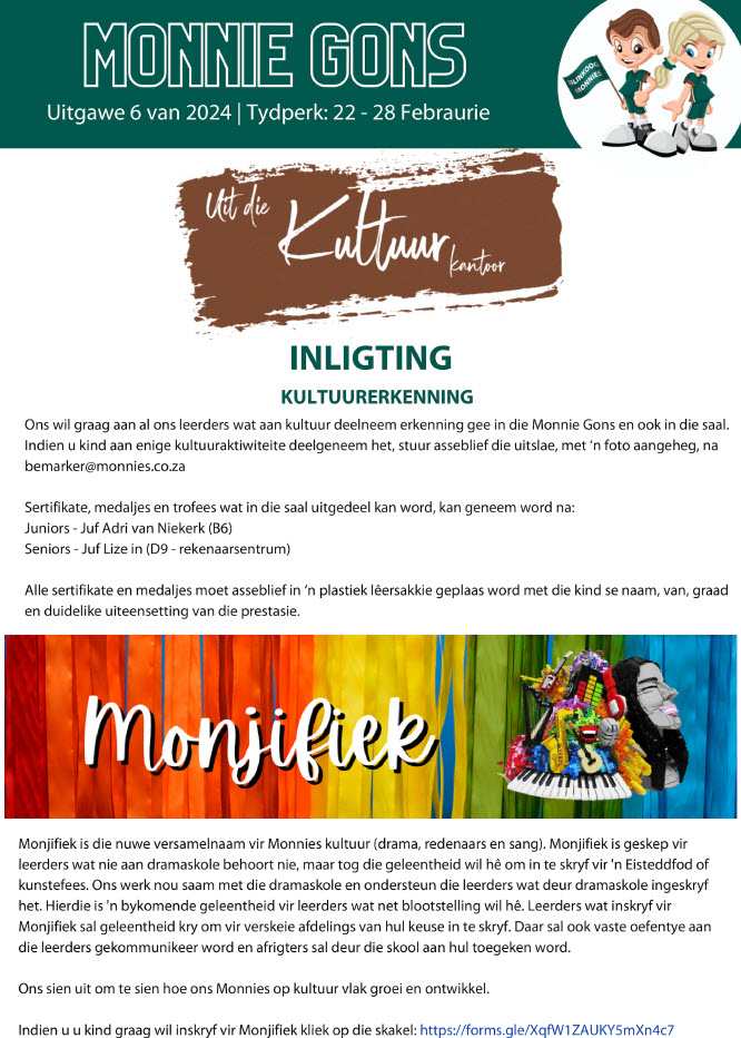 Monnie Gons Kultuur Inligting Uitgawe 6